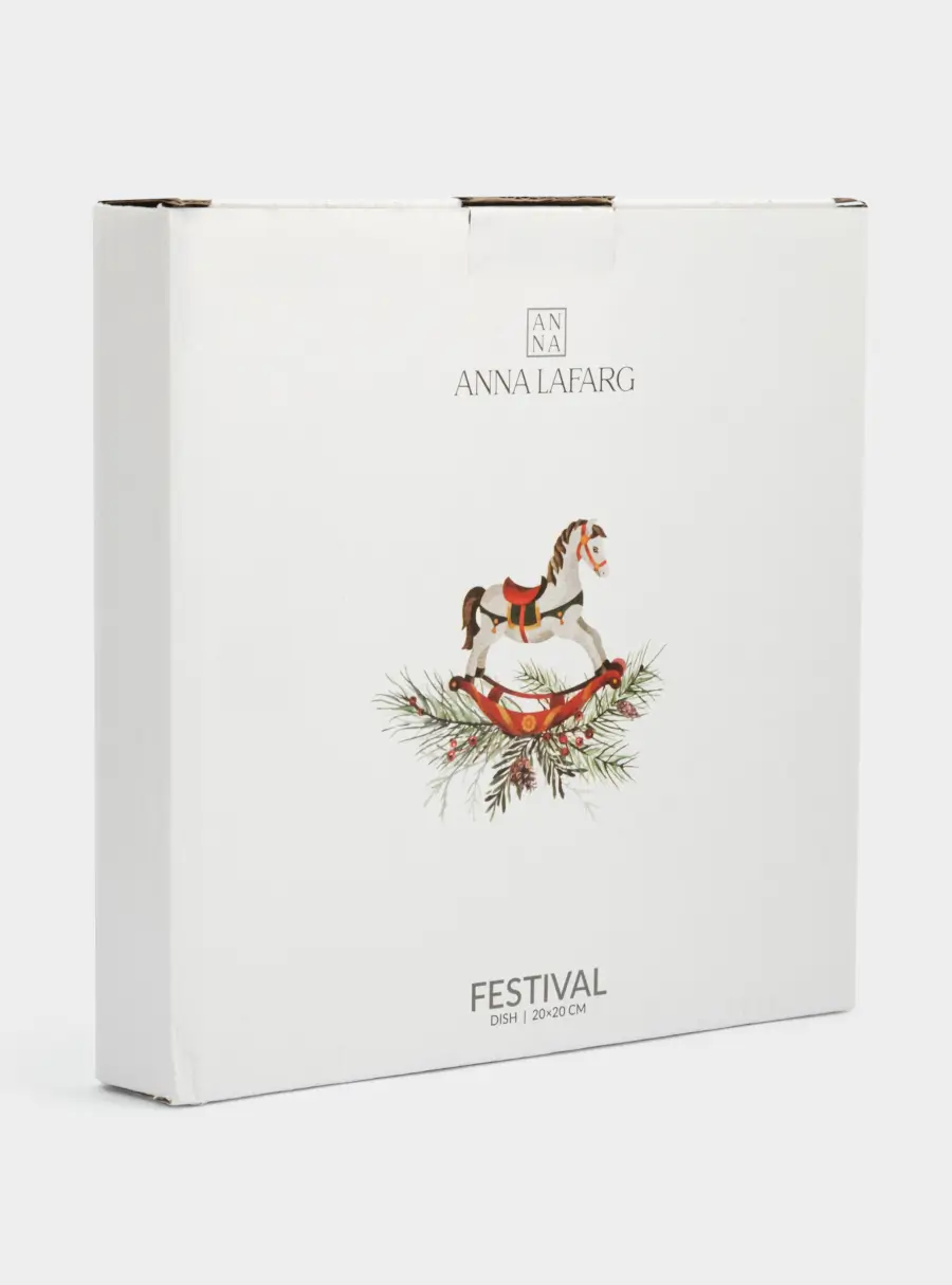 Блюдо, 20 см, керамика, красное, Лошадка, Festival, image-6