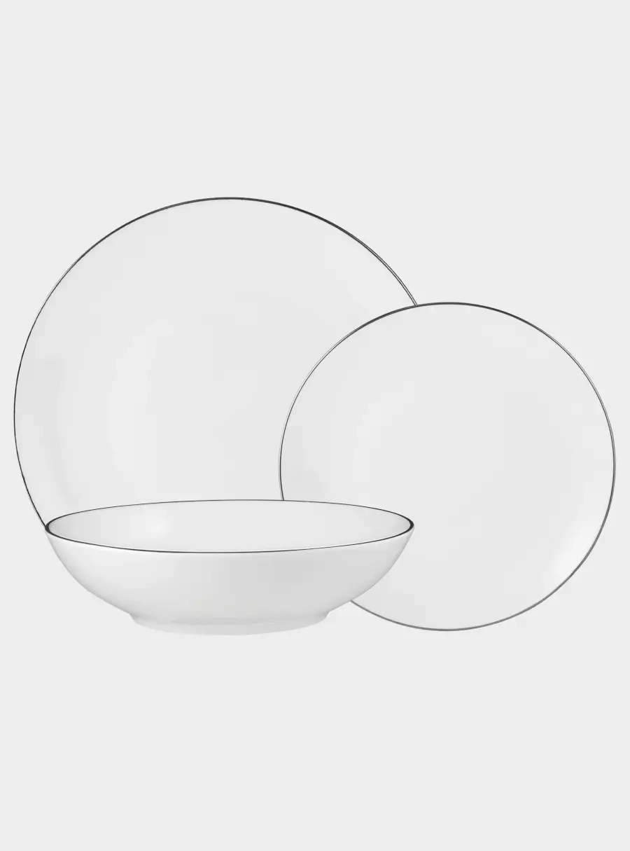 Сервиз обеденный, 4 перс, 12 пр, фарфор P, белый, с серебристым кантом, White Platinum ,image-0