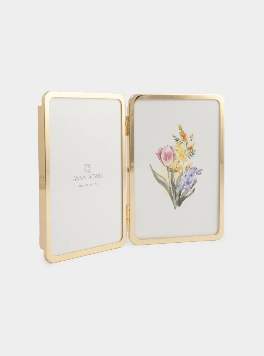 Фоторамка, 22х16 см, для двух фотографий, металл/стекло, золотистая, Museum ,image-0