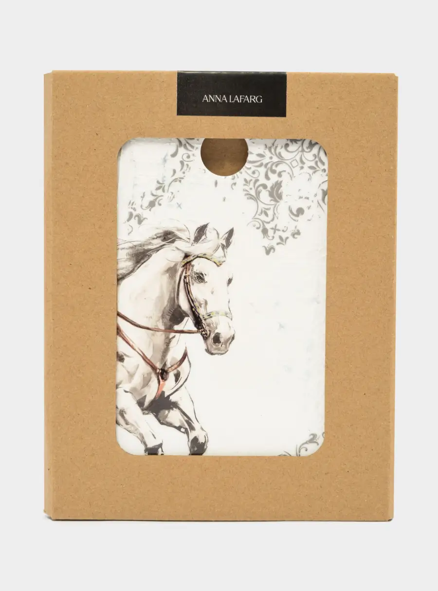 Подставка под горячее, 15x20 см, керамика/пробка, треугольник, белая, Конь, White horse, image-5