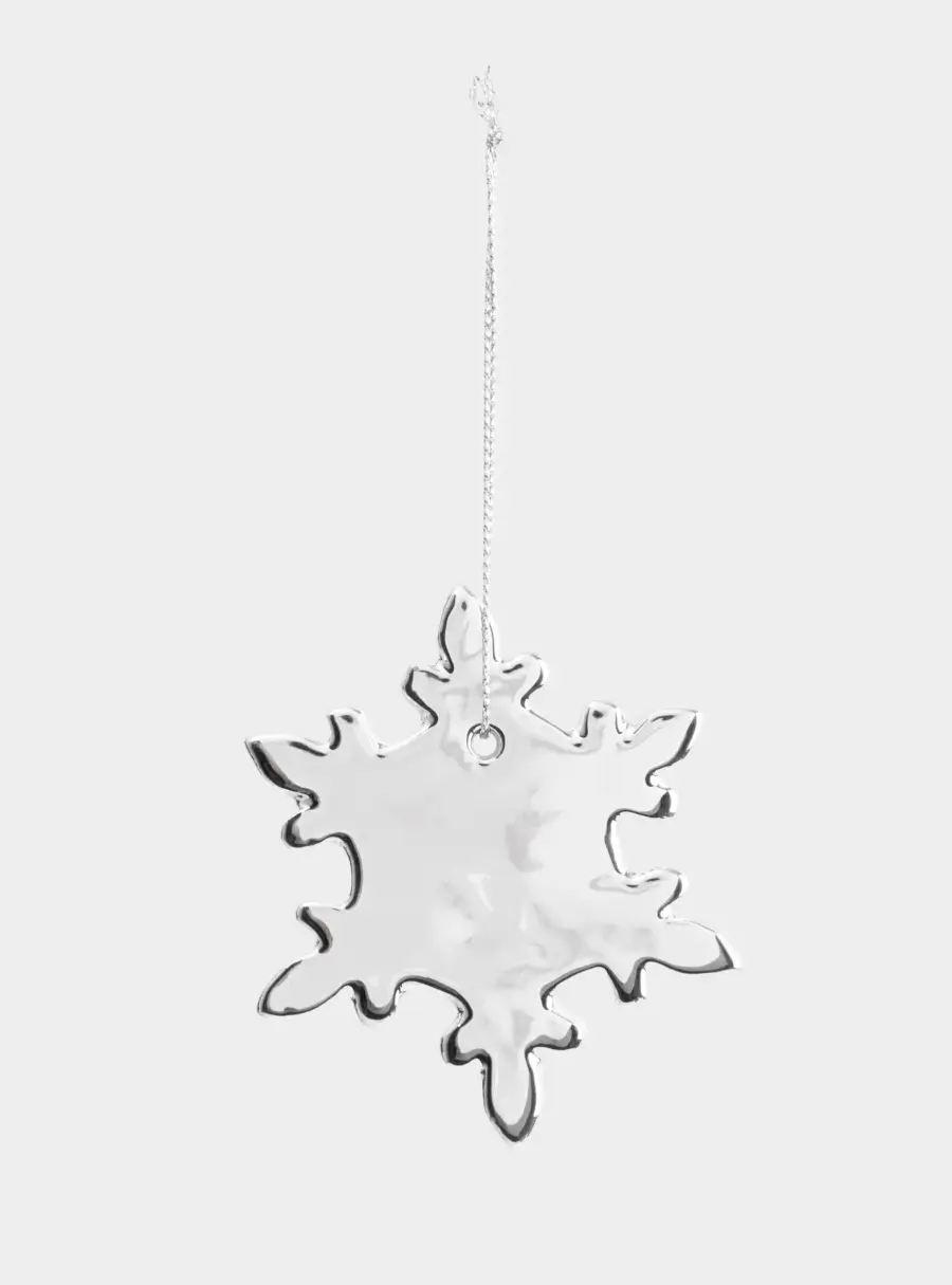 Игрушка елочная, 7 см, фарфор P, серебристая, Снежинка, New year ,image-1