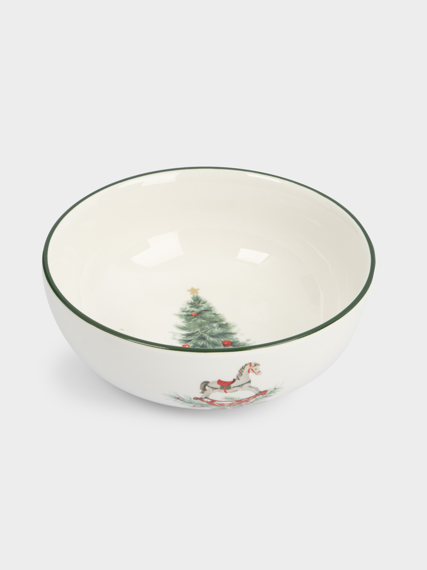 Салатник, 16х6 см, 750 мл, керамика, зеленый, Лошадка и елка, Festival, image-3