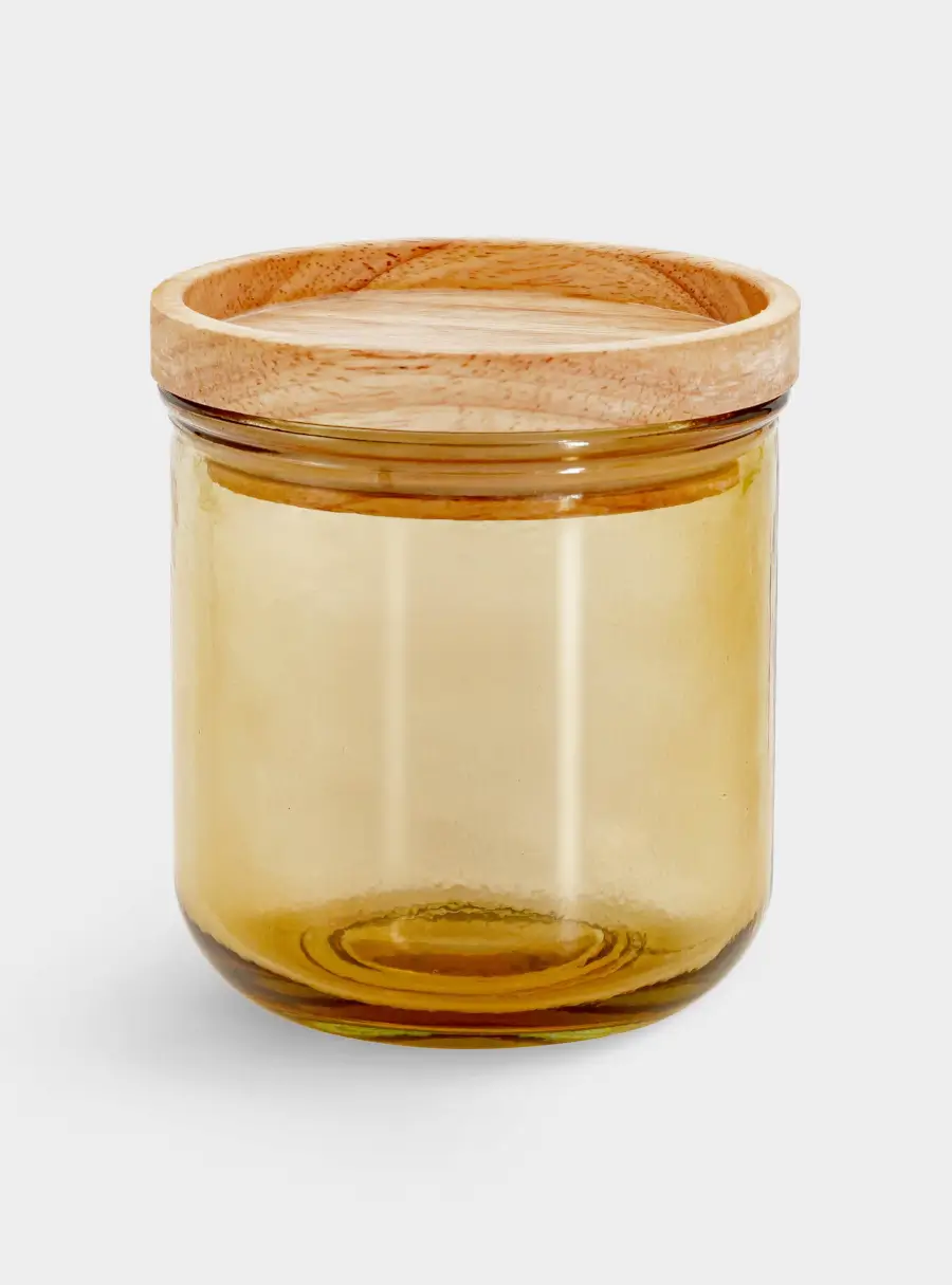 Банка для сыпучих продуктов, 350 мл, стекло/дерево, светло-коричневая, Jars