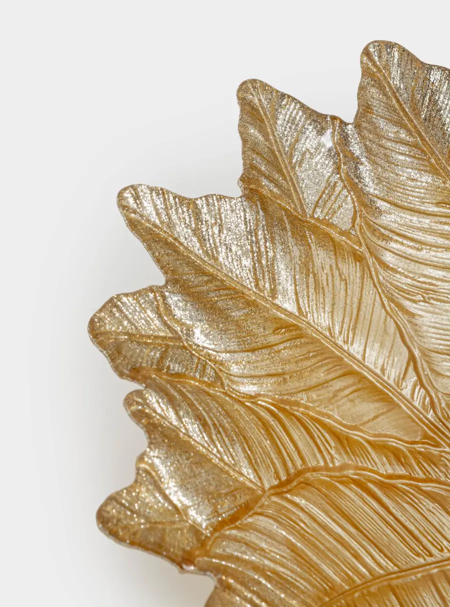 Ваза для фруктов, 31х7 см, стекло, золотистая, Листья, Autumn forest, image-5