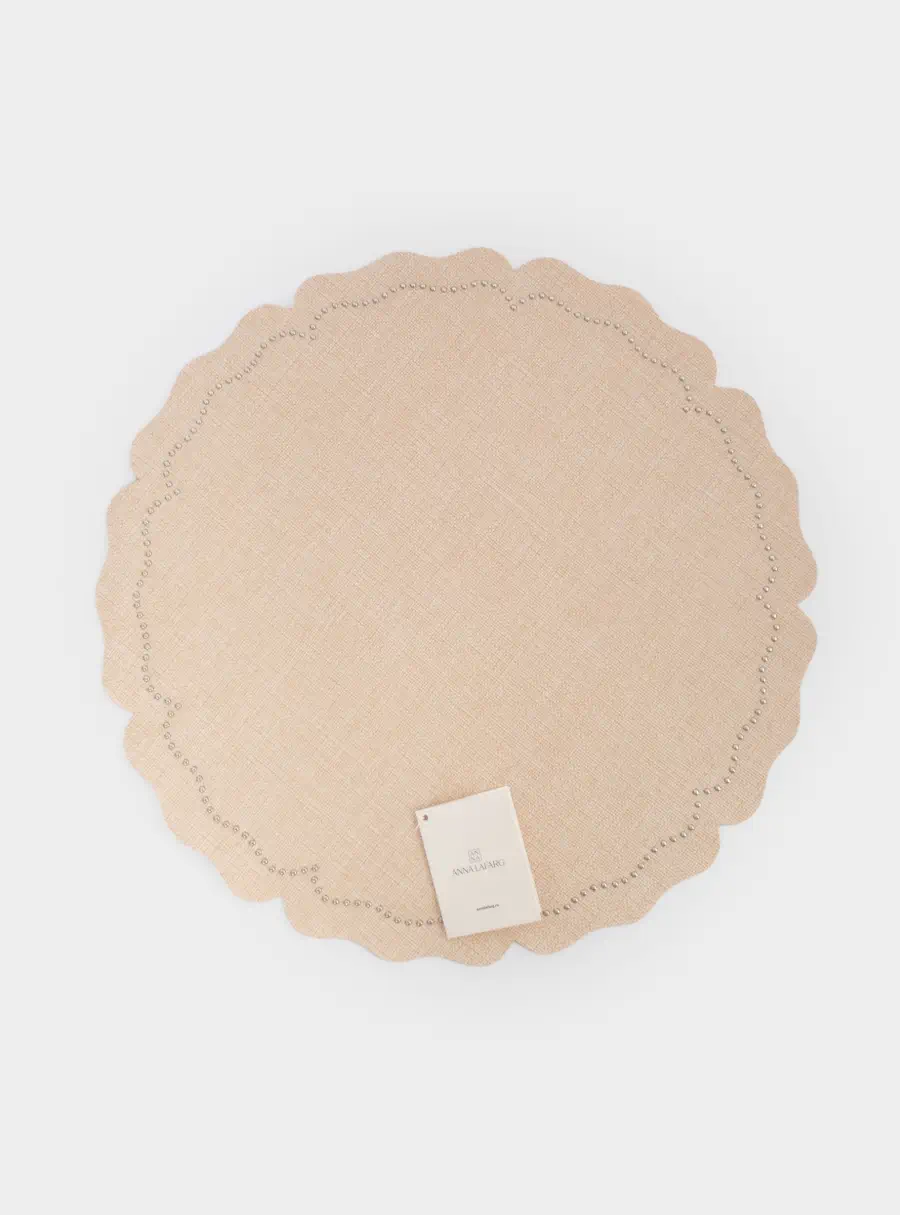 Салфетка под приборы, 38 см, полиэстер/металл, фигурная, молочная, Цветок, image-4