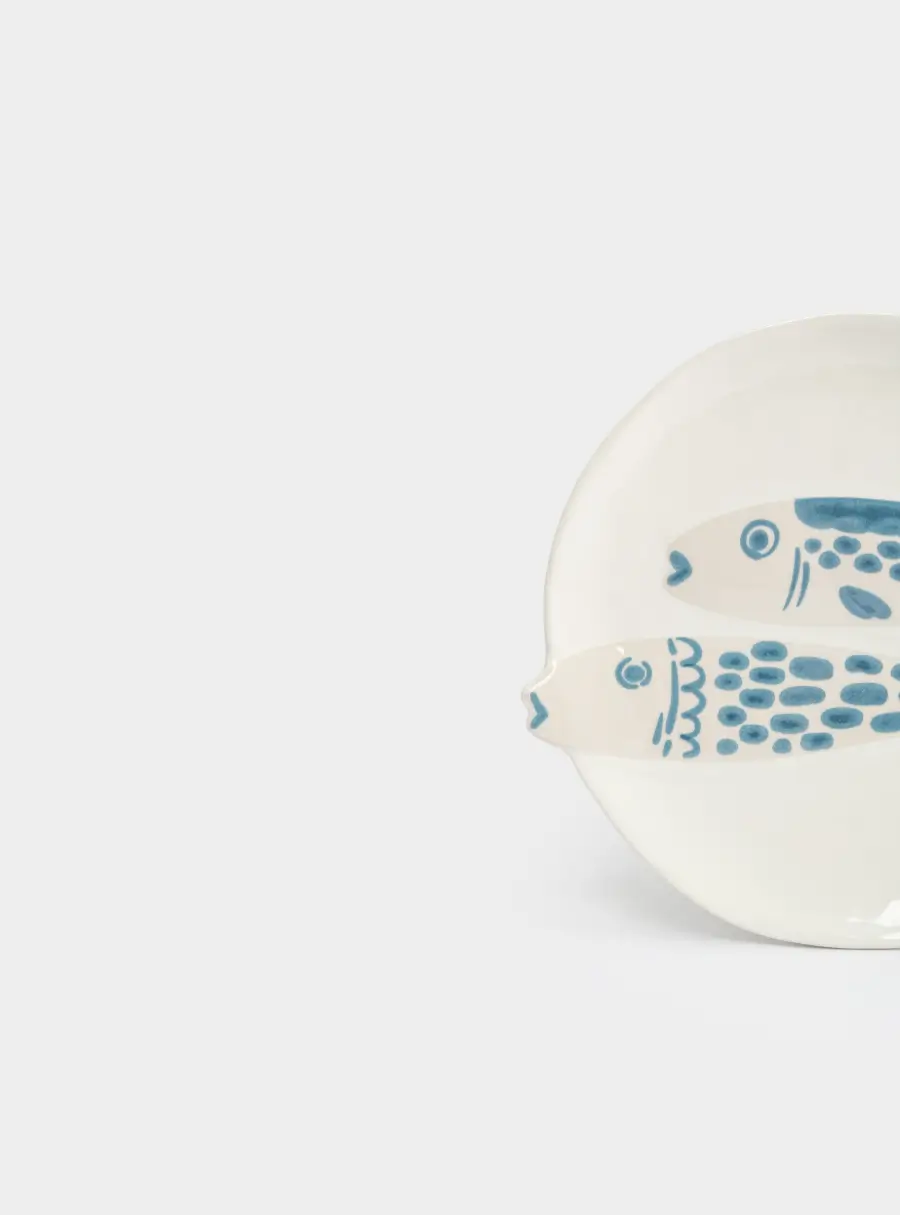 Блюдо, 26х23 см, керамика, молочно-голубое, Рыбки, Sea world, image-4