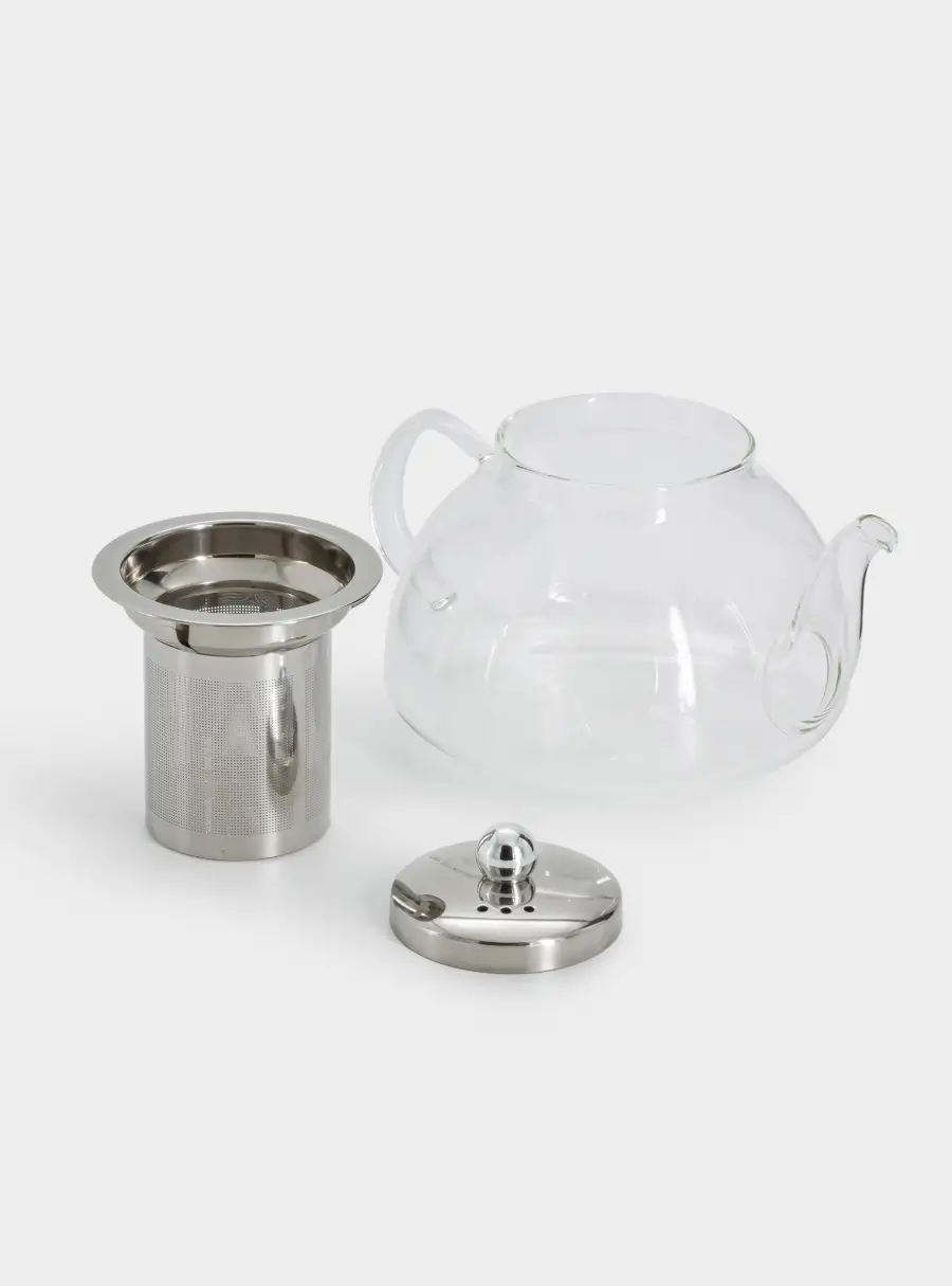 Чайник заварочный, 1 л, стекло Б/сталь, серебристый, Base, image-4