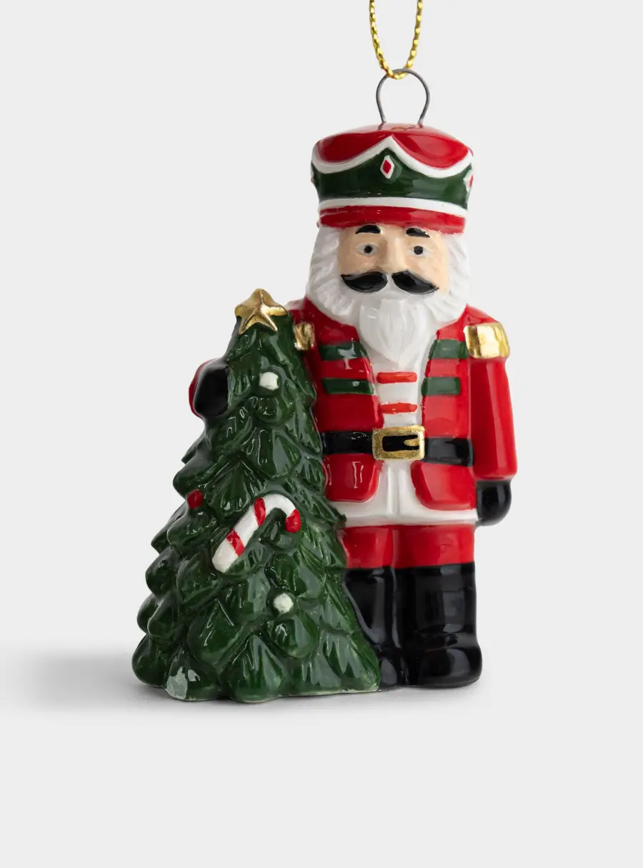 Игрушка елочная, 8 см, керамика D, Щелкунчик с елкой, Nutcracker ,image-3