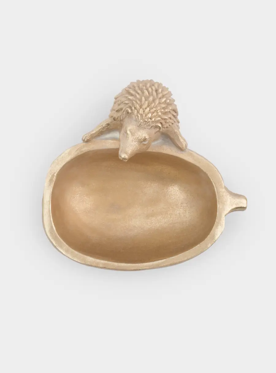 Конфетница, 20х18 см, полирезин, золотистая, Еж с тыквой, Light pumpkin, image-4