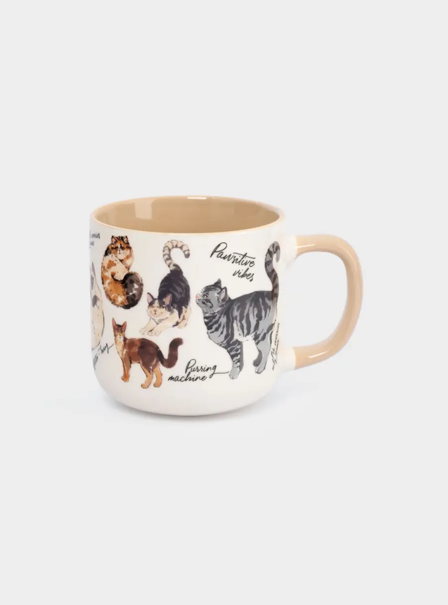 Кружка, 400 мл, фарфор N, бело-бежевая, Коты, Pets ,image-0