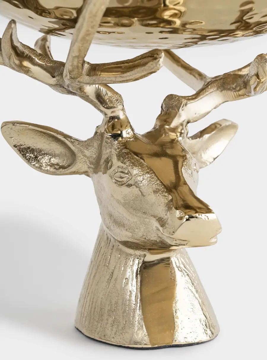 Ваза для фруктов, 26х25 см, на ножке, металл, золотистая, Олень, Maral gold, image-7
