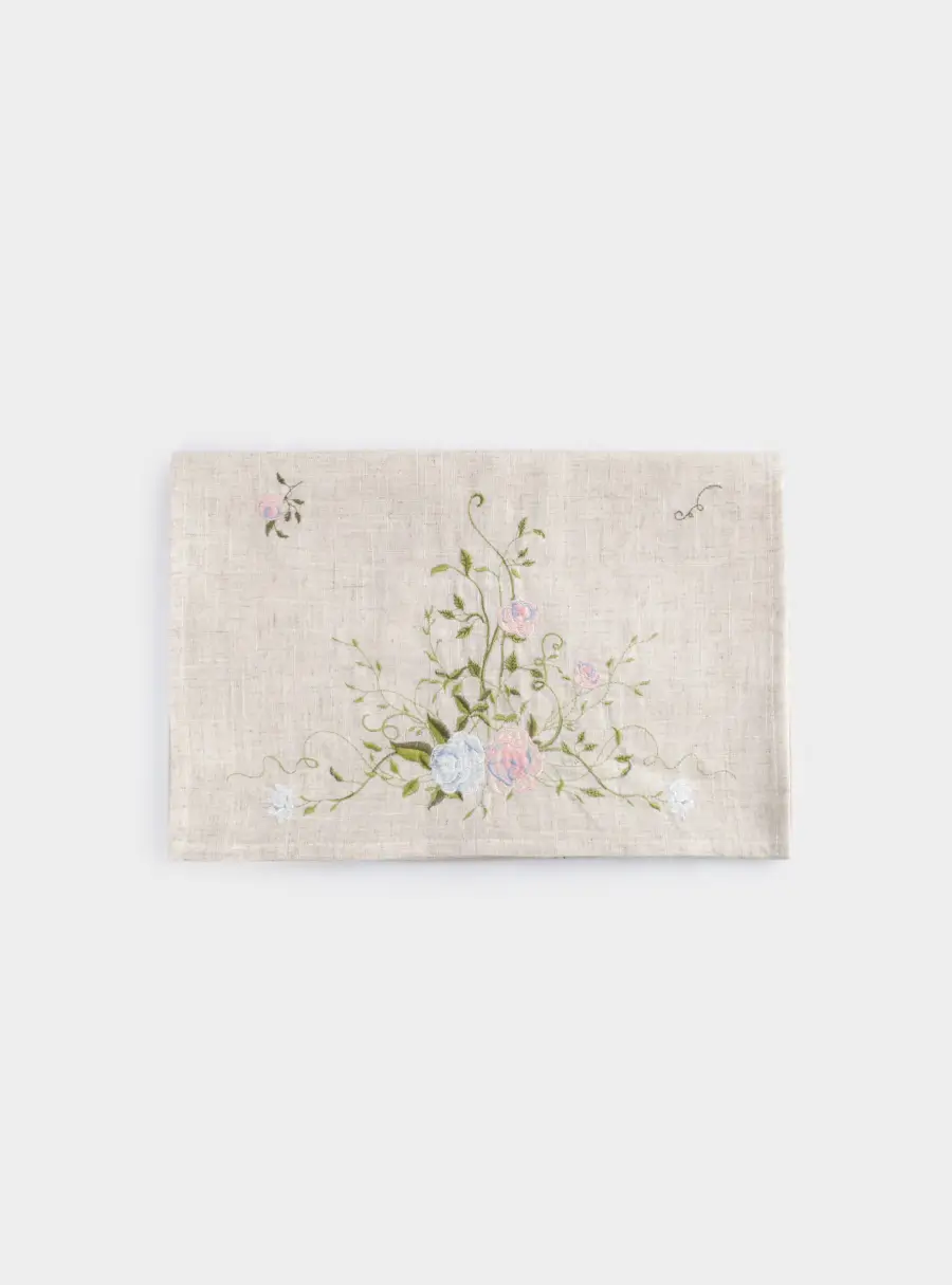 Дорожка настольная, 40х160 см, полиэстер/лен, бежевая, Цветы, Gentle garden ,image-2