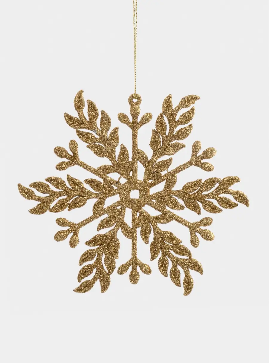 Игрушка елочная, 15 см, пластик, шампань, Снежинка, New year