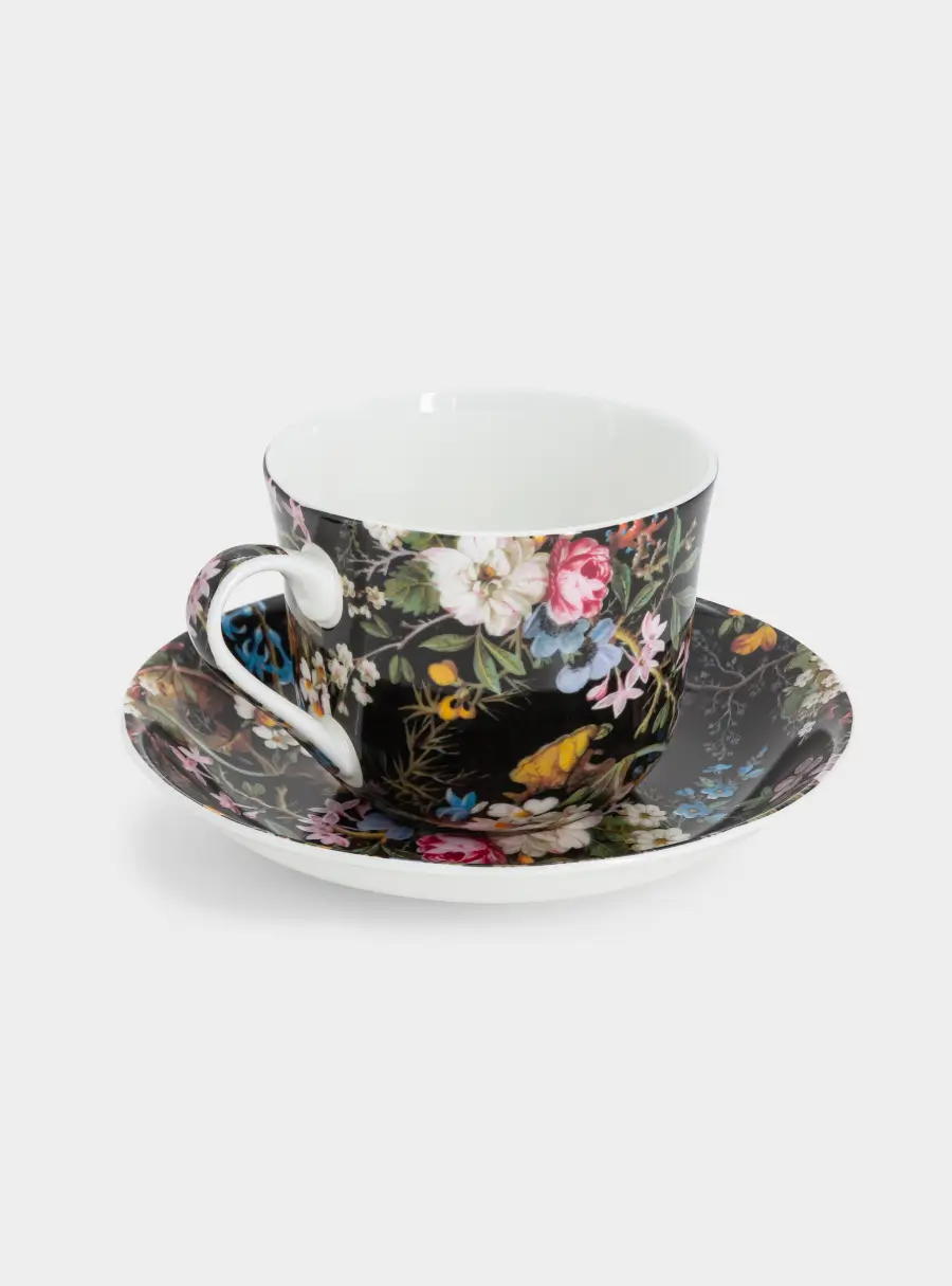 Чашка с блюдцем, 480 мл, Полночные цветы, image-1
