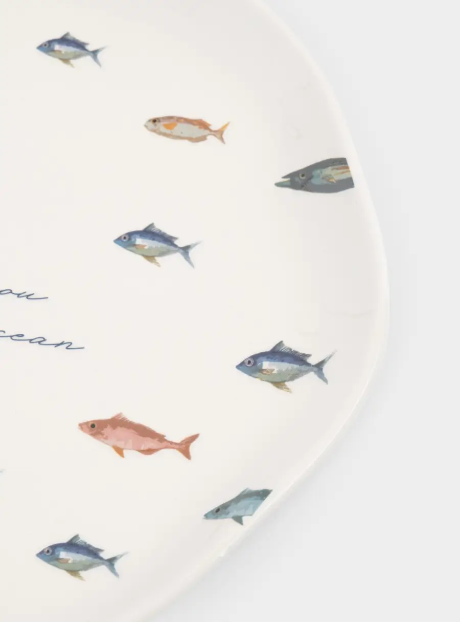 Тарелка закусочная, 22 см, керамика, белая, Рыбки, Sea world, image-5