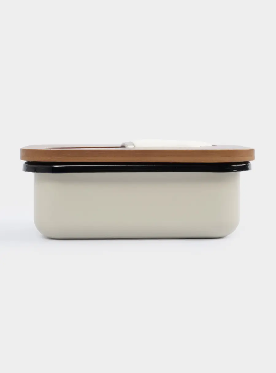 Масленка, 16х11 см, с ножом, металл/дерево, прямоугольная, бежевая, Retro, image-5