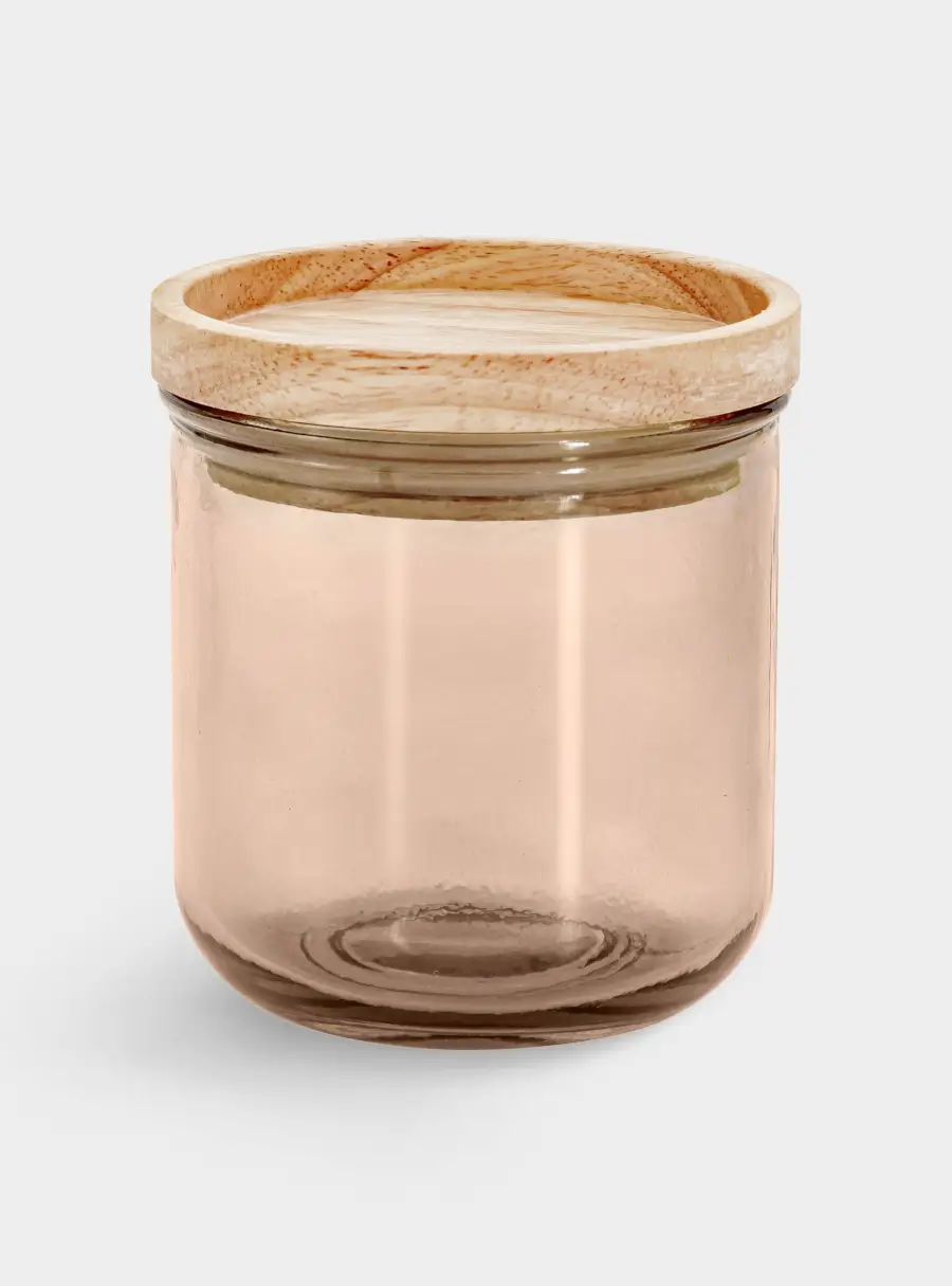 Банка для сыпучих продуктов, 350 мл, стекло/дерево, коричневая, Jars