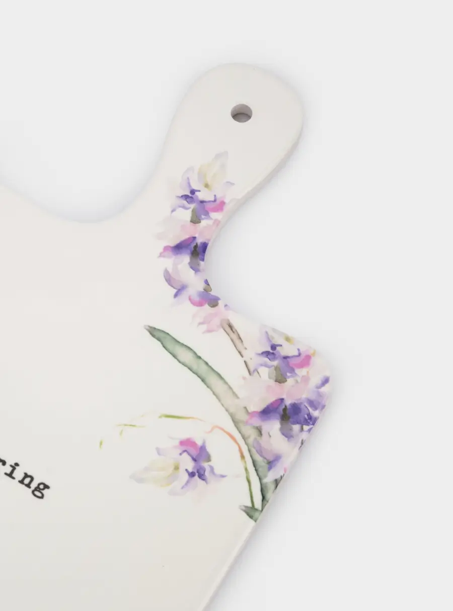 Подставка под горячее, 15x26 см, с ручкой, керамика/пробка, белая, Сирень, Meadow ,image-2