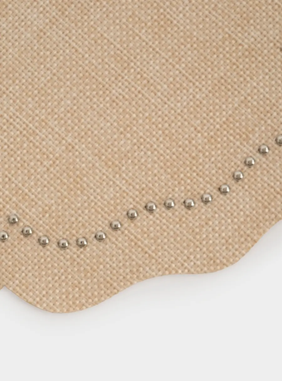 Салфетка под приборы, 38 см, полиэстер/металл, фигурная, молочная, Цветок ,image-3