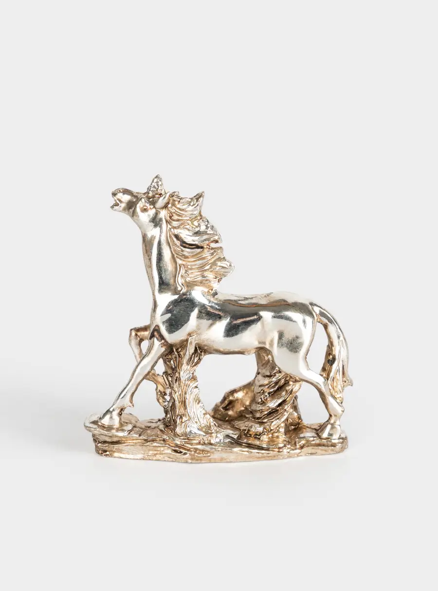 Статуэтка, 8 см, полирезин, серебристая, Бегущая лошадь, Horse ,image-0