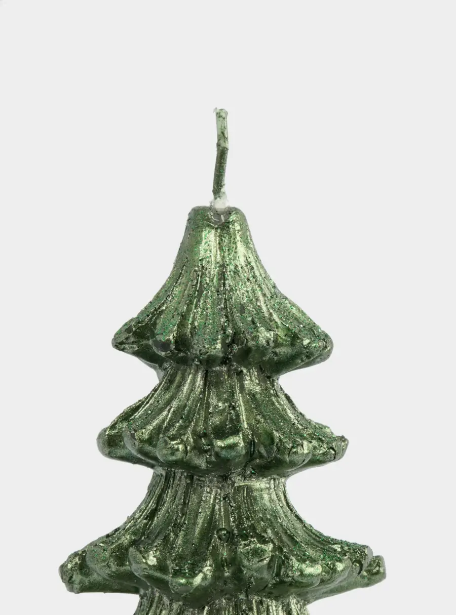 Свеча, 16 см, зеленая, Елка, New year, image-1