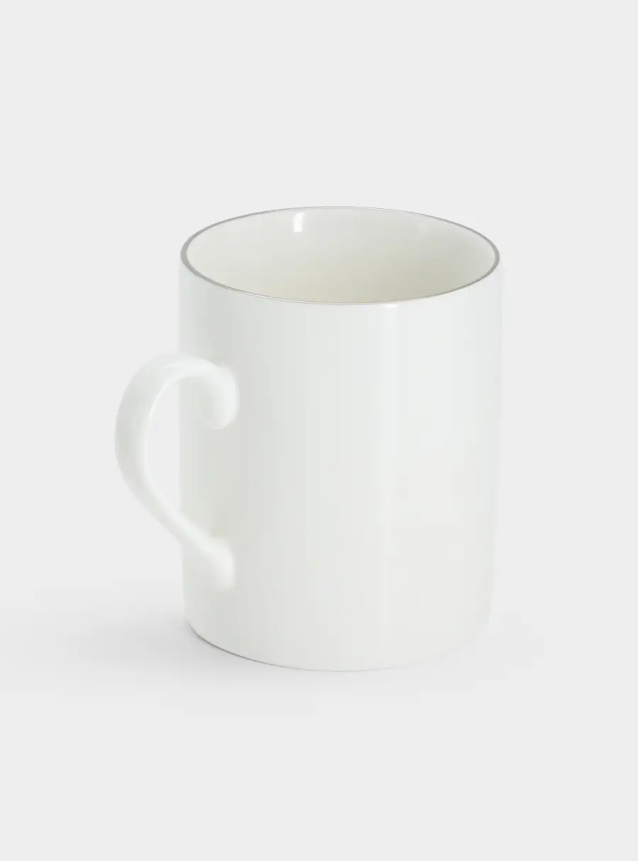 Кружка, 300 мл, фарфор P, белая, с серебристым кантом, White Platinum, image-1