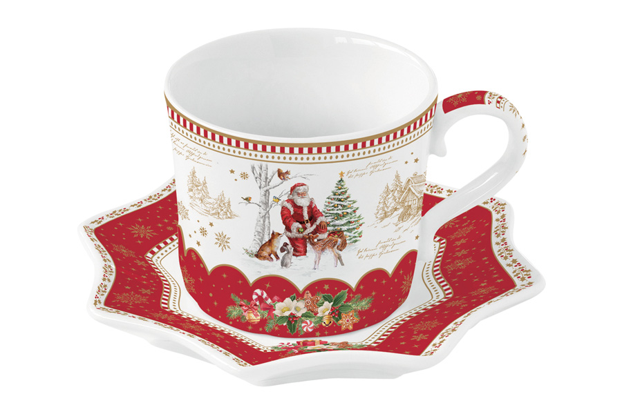 Чашка с блюдцем Новогодние сувениры, 0,25 л