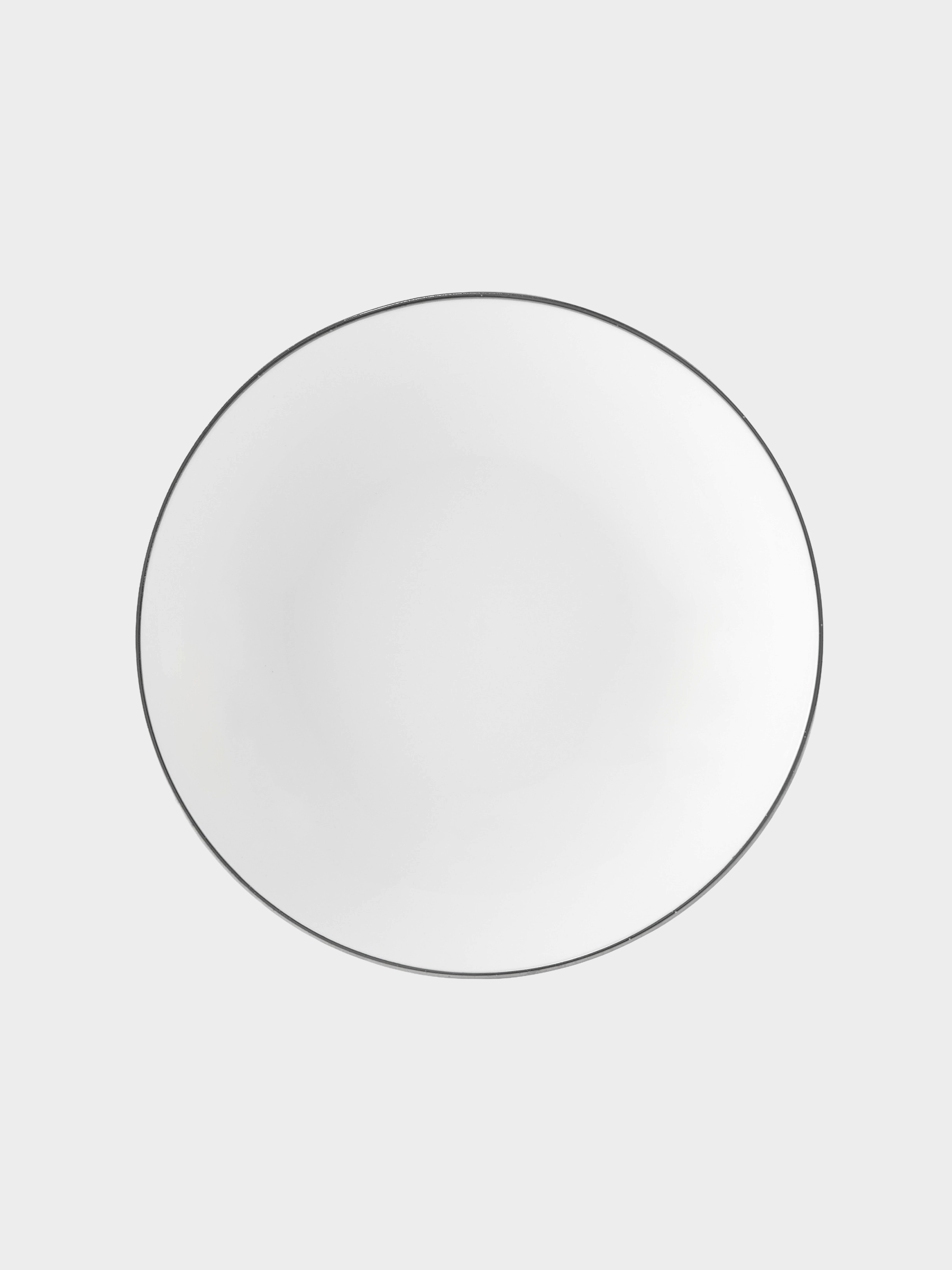 Тарелка суповая, 18,5х5 см, фарфор P, белая, с серебристым кантом, White Platinum, image-1