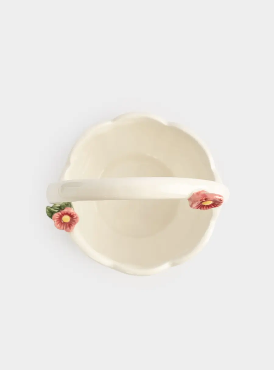 Конфетница, 15х22 см, с ручкой, керамика, молочная, Цветы, Gentle flower, image-4