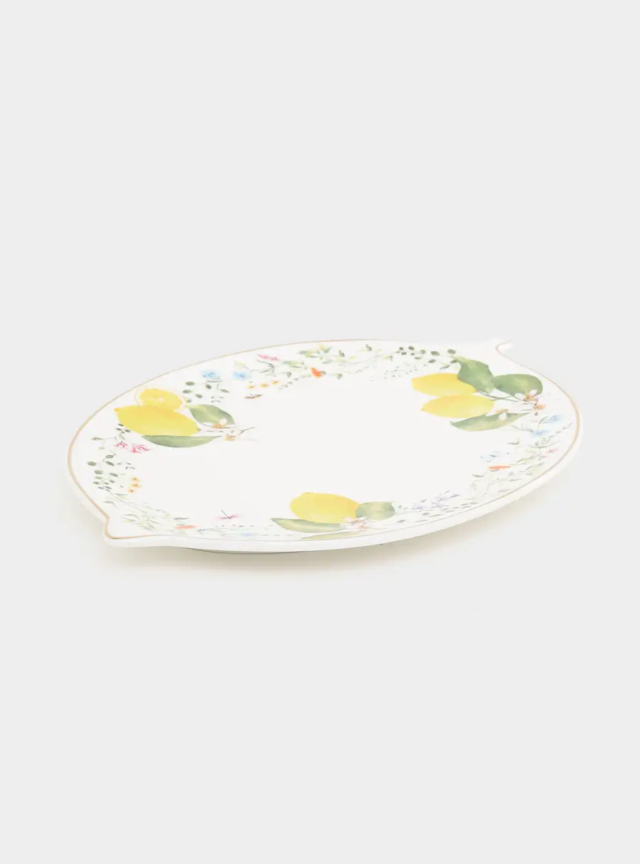 Блюдо, 30х21,5 см, фарфор P, овальное, белое, Цветы и лимоны, Fleurs et Citrons ,image-1