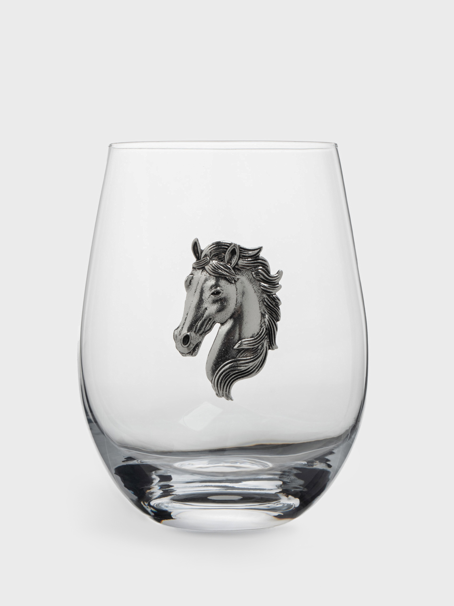 Стакан для виски, 12 см, 500 мл, стекло/металл, серебристый, Голова коня, Horse, image-1