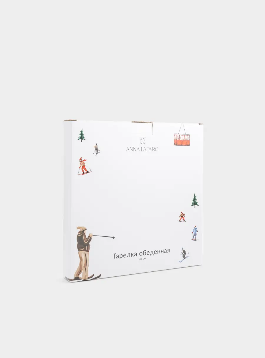 Тарелка обеденная, 26 см, керамика D, белая, Лыжники, Skier, image-4
