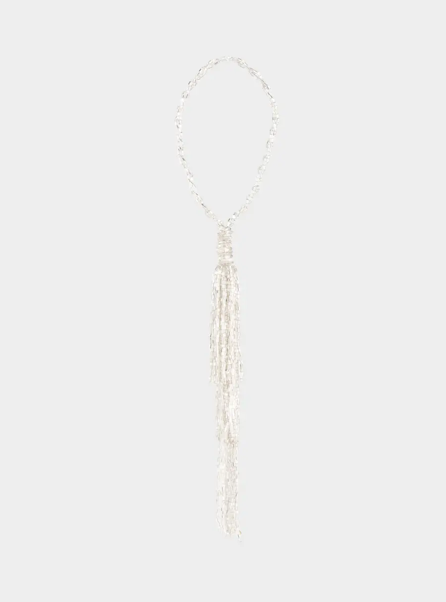 Игрушка елочная, 10 см, бисер, серебристая, Кисточка, New year ,image-0