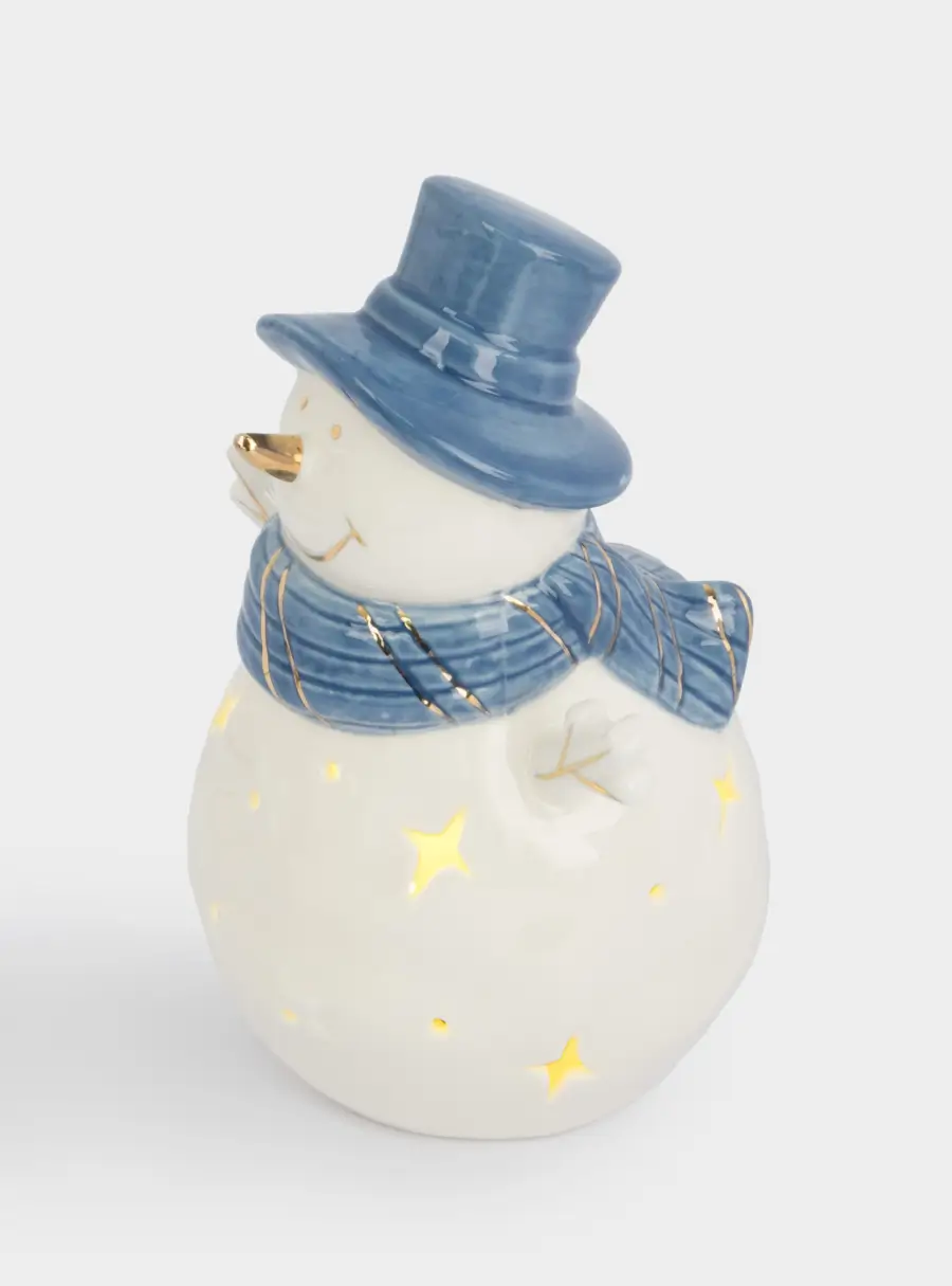 Статуэтка с подсветкой, 15 см, фарфор P, бело-голубая, Снеговик, Snowfall ,image-4