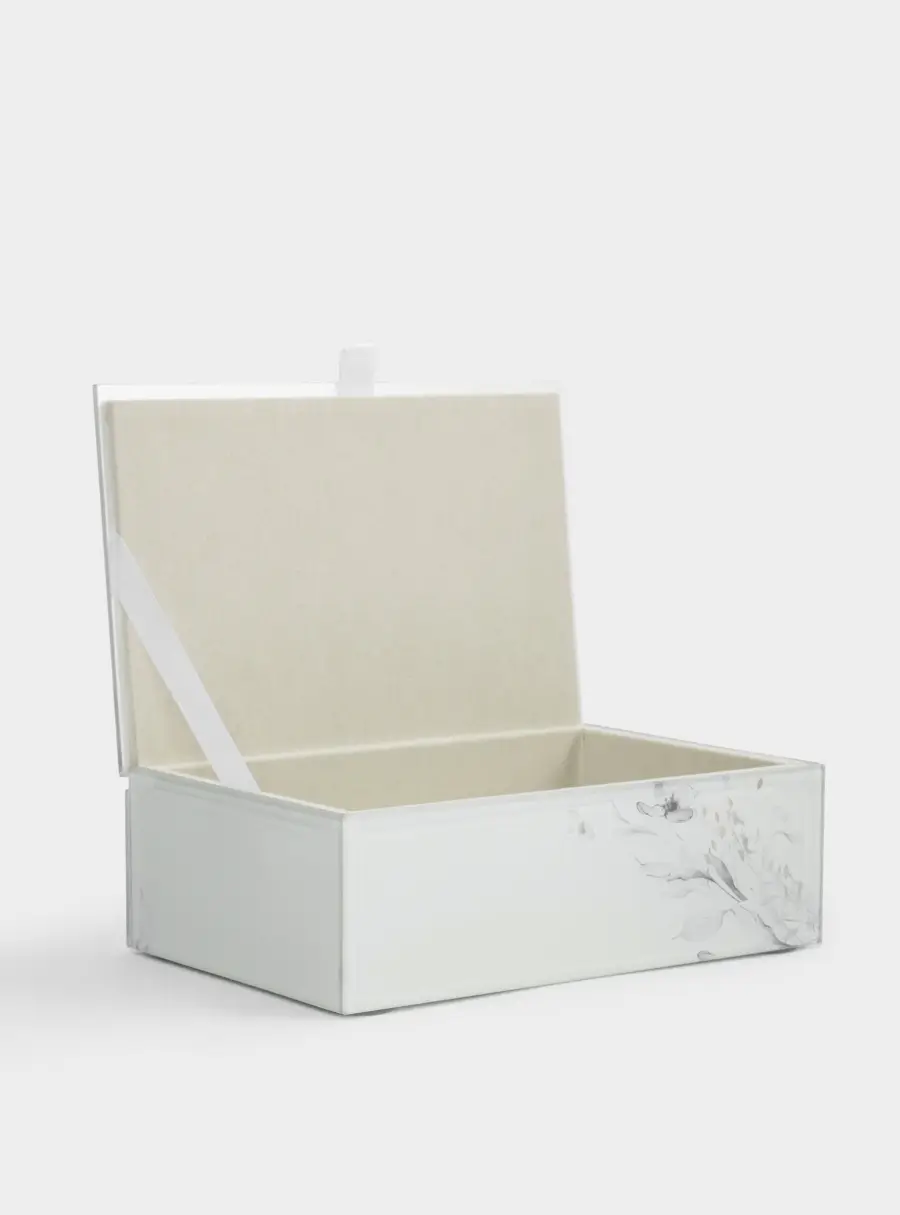 Шкатулка для украшений, 15x10 см, стекло, молочная, Цветы, Flower melody ,image-2