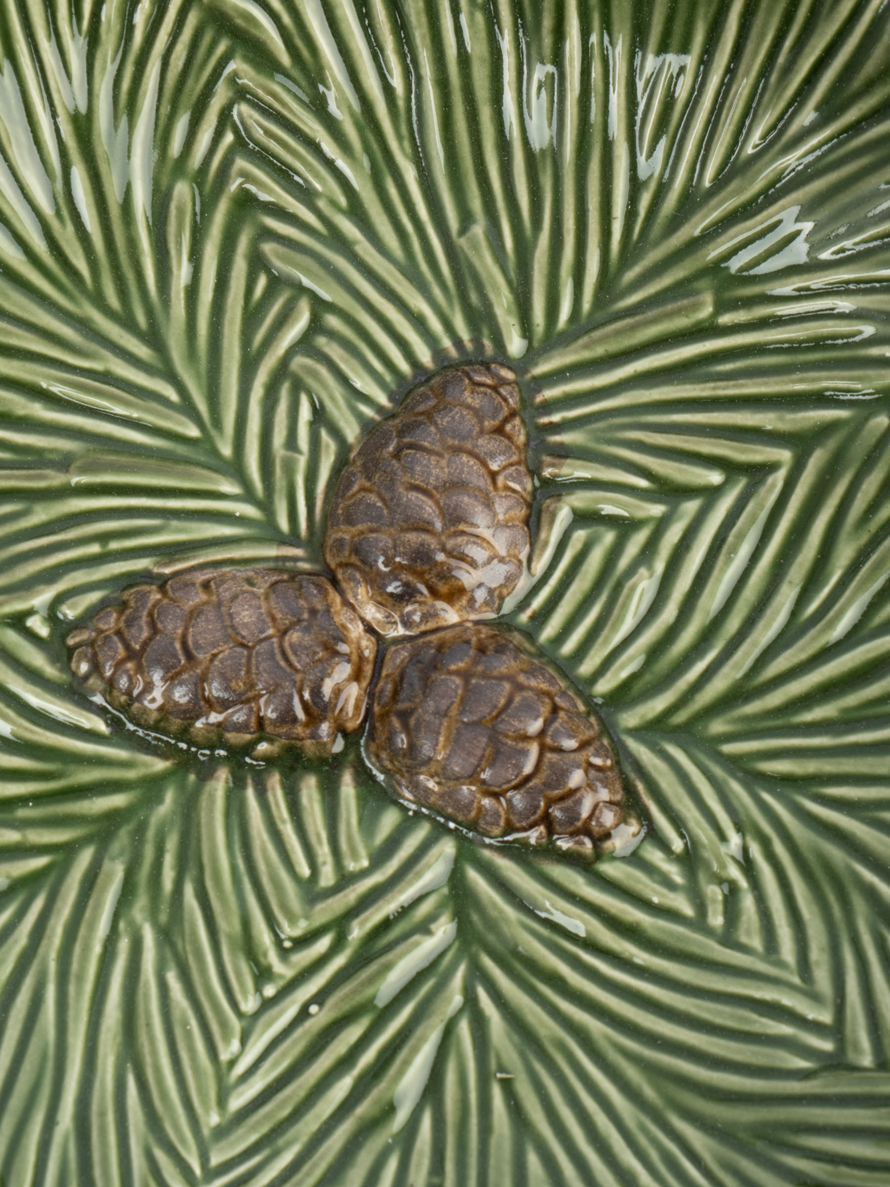 Блюдо, 19 см, керамика, зеленое, Шишки на еловой ветке, Fir branch, image-4