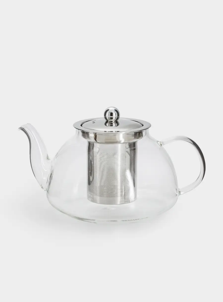 Чайник заварочный, 1 л, стекло Б/сталь, серебристый, Base