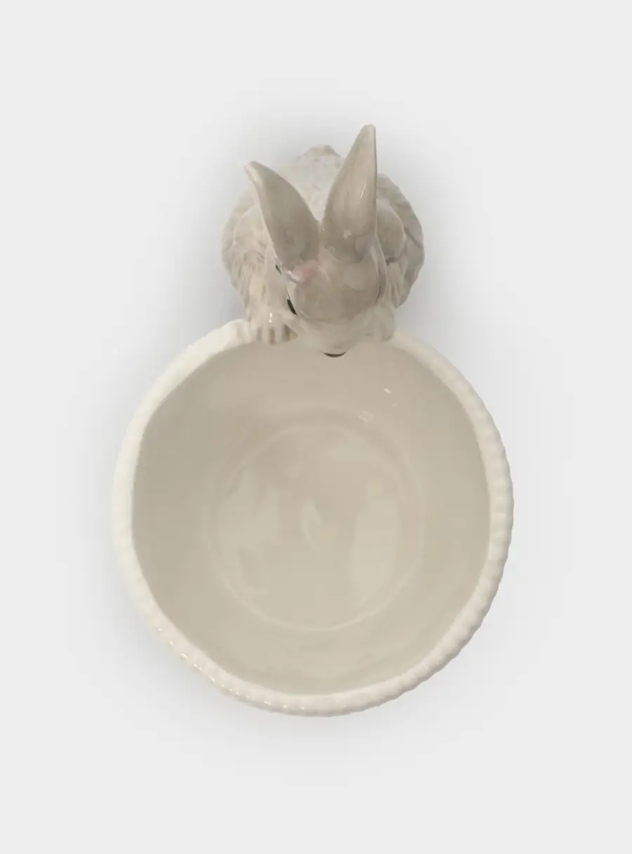 Конфетница, 12х16 см, керамика, молочно-серая, Кролик с корзинкой, Brown Rabbit, image-4