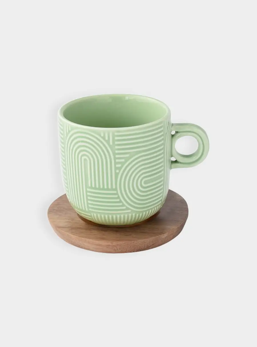 Набор чашек, 2 шт, 0.25 л, сиреневый, зелёный, на подставке, акация,  Радуга, image-1