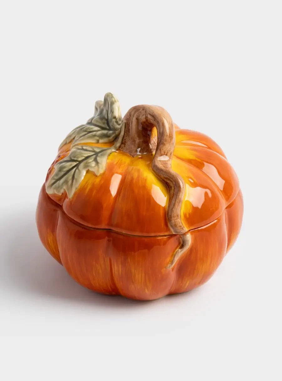 Емкость для хранения, 13х12 см, 520 мл, керамика, оранжево-зеленая, Тыква, Bright pumpkin ,image-3