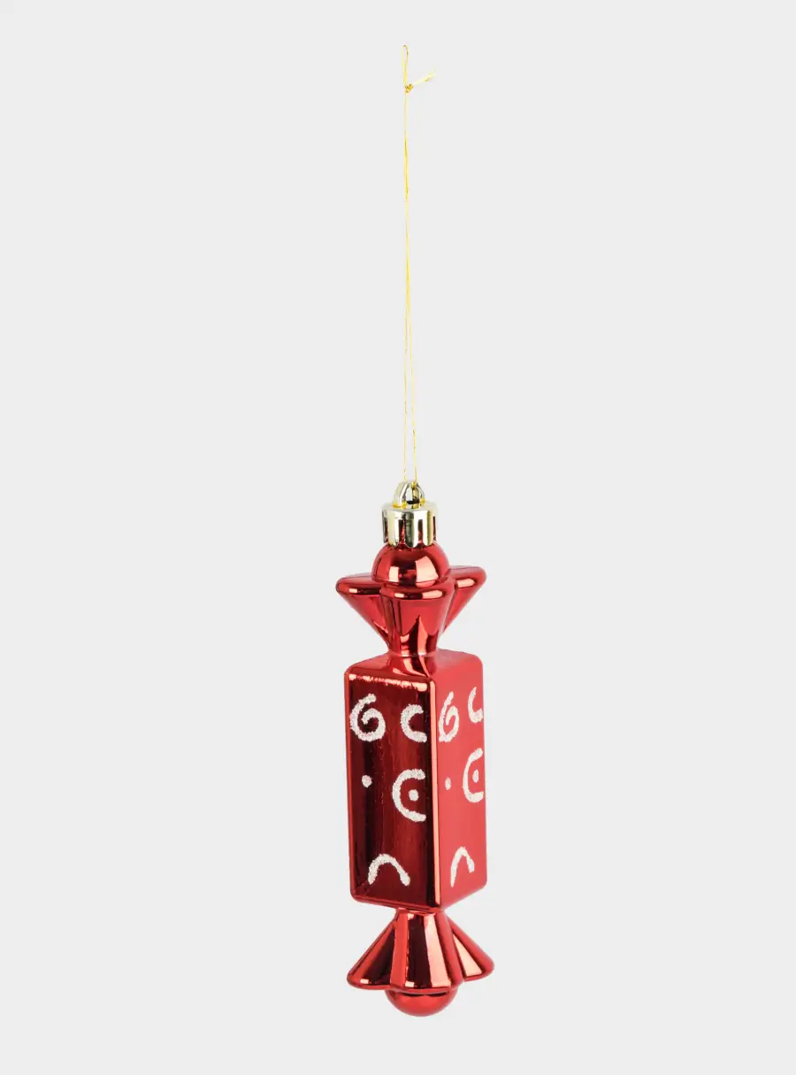 Игрушка елочная, 2 шт, 3х12 см, пластик, красная, Конфеты, New year ,image-2