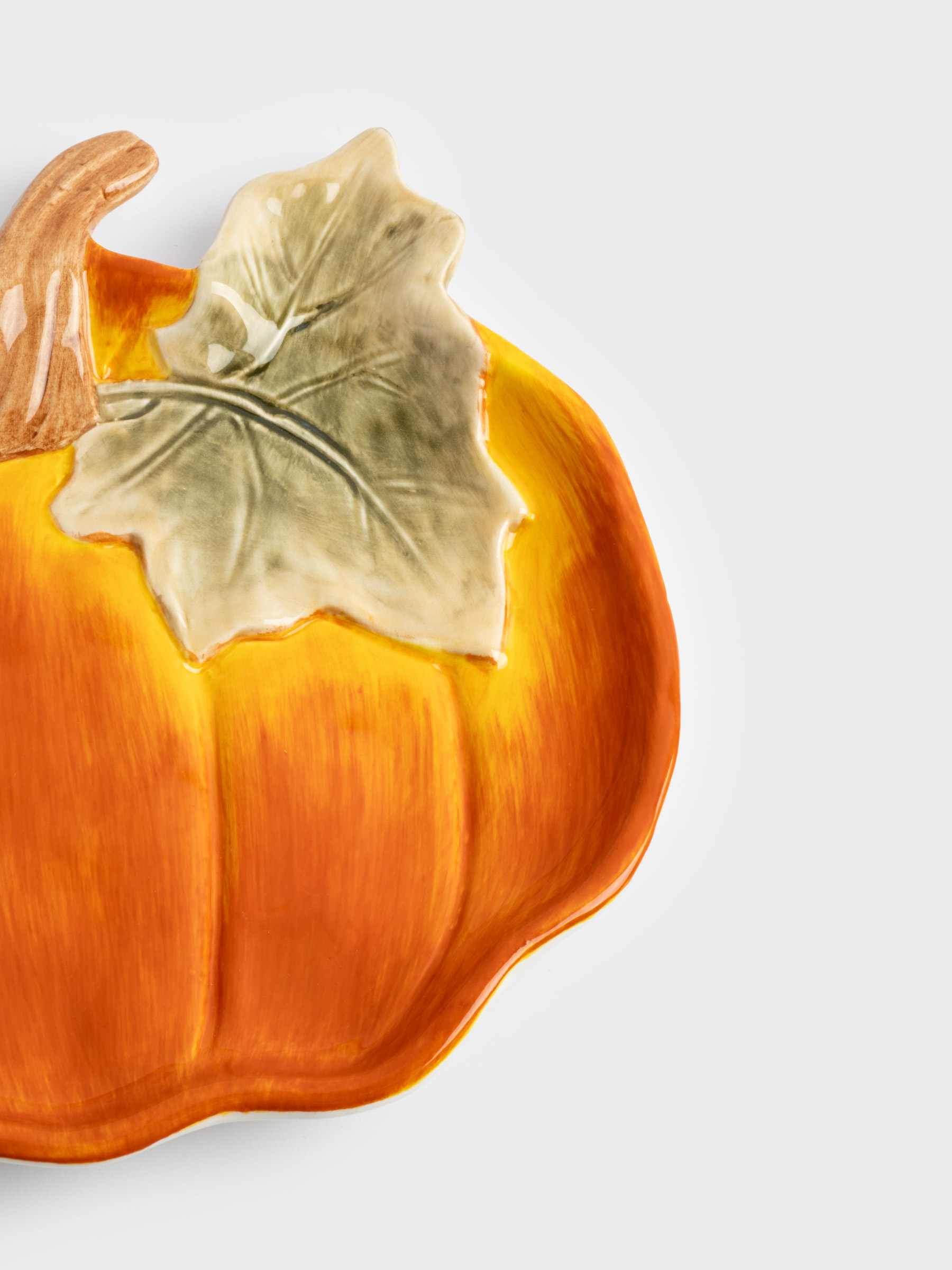 Блюдо, 22 см, керамика, оранжево-зеленое, Тыква, Bright pumpkin, image-3