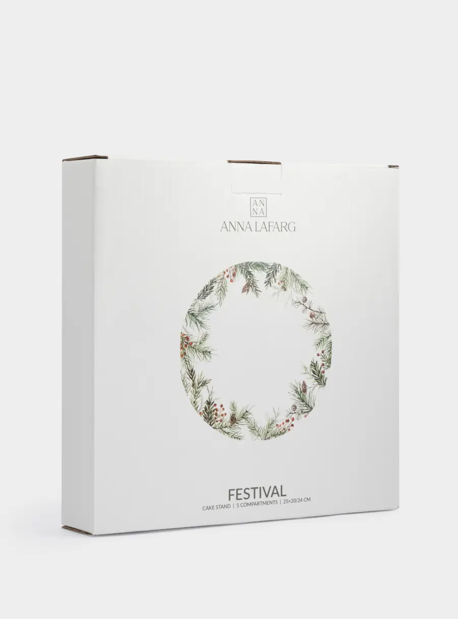 Подставка для пирожных, 25х20/24 см, 2 яруса, керамика/металл, Еловые ветки, Festival, image-5