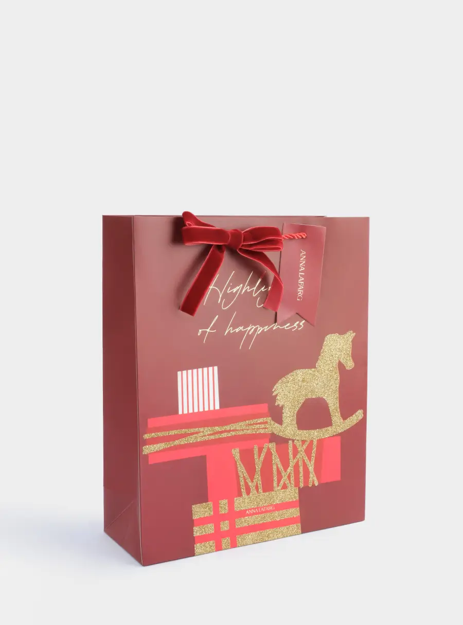 Пакет подарочный, 26х32 см, бумага, красный, Подарки, Bright horse