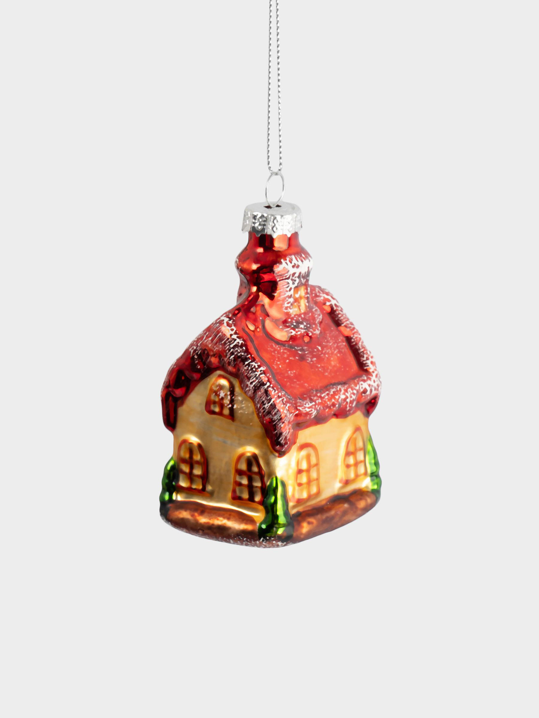 Игрушка елочная, 5х8 см, стекло, Домик, New year, image-0