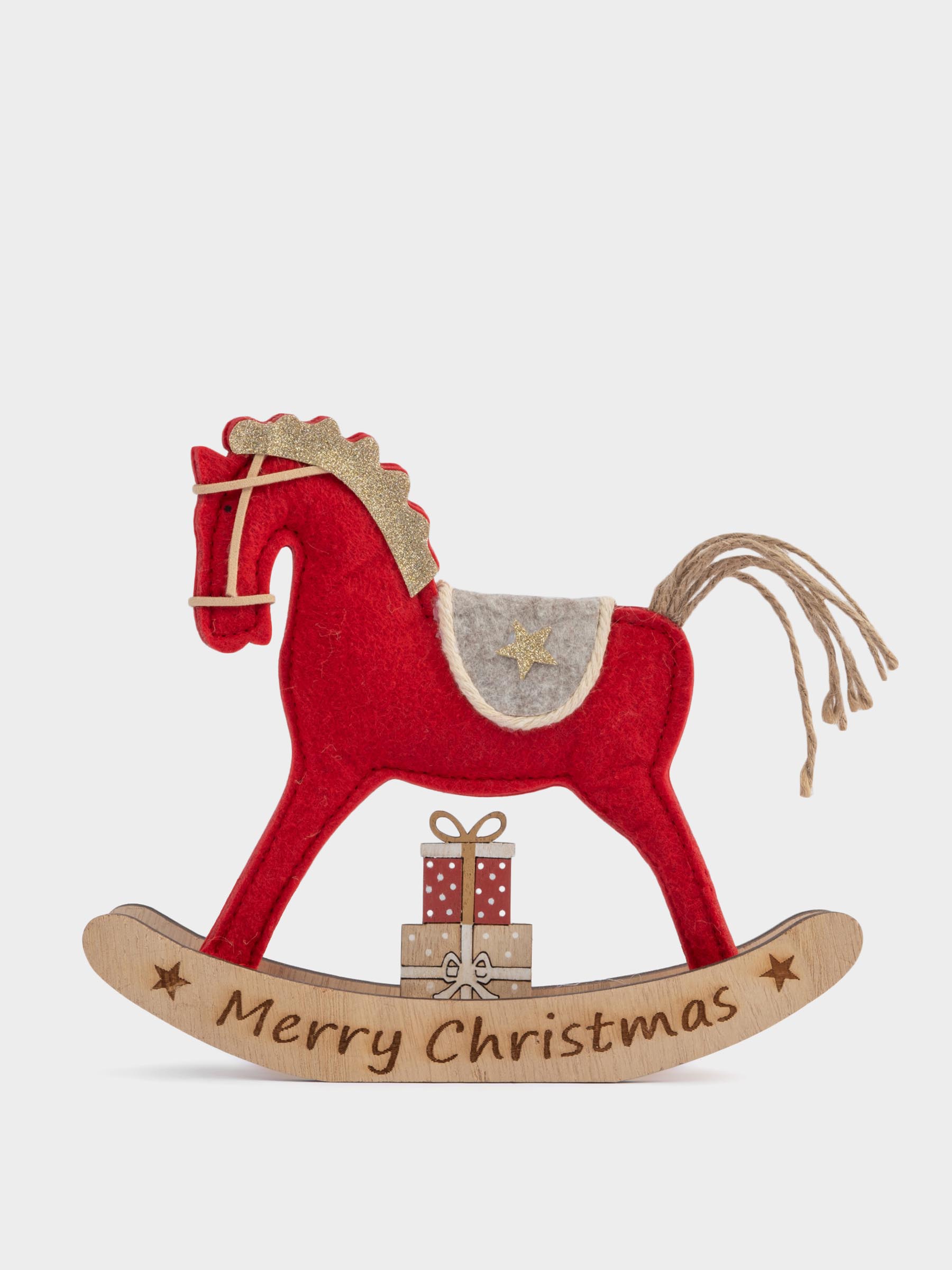 Статуэтка, 19 см, фетр/МДФ, красная, Лошадка-качалка, Bright horse, image-0