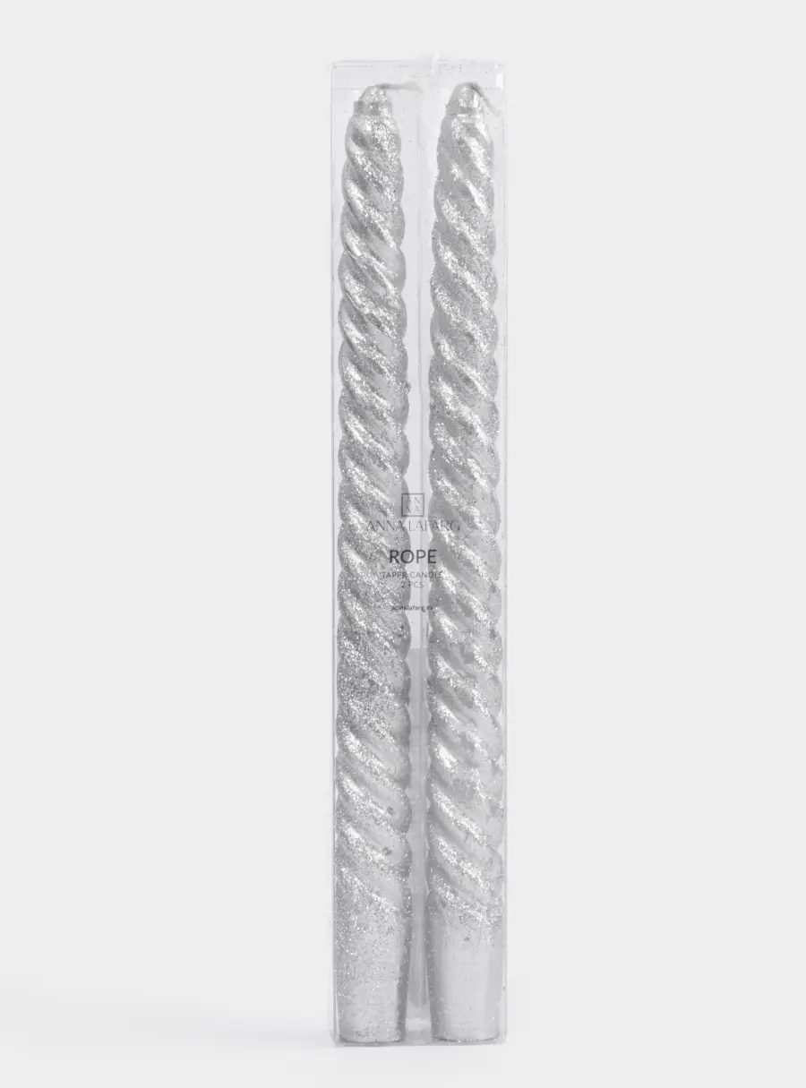 Свеча, 25 см, 2 шт, тонкая, серебристая, Rope ,image-1