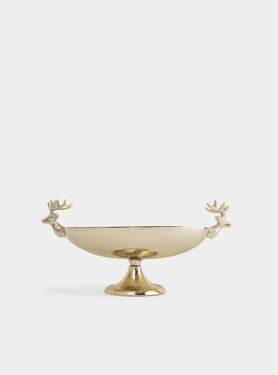 Блюдо на ножке, 35х19 см, металл, золотистое, Олени, Maral gold ,image-2