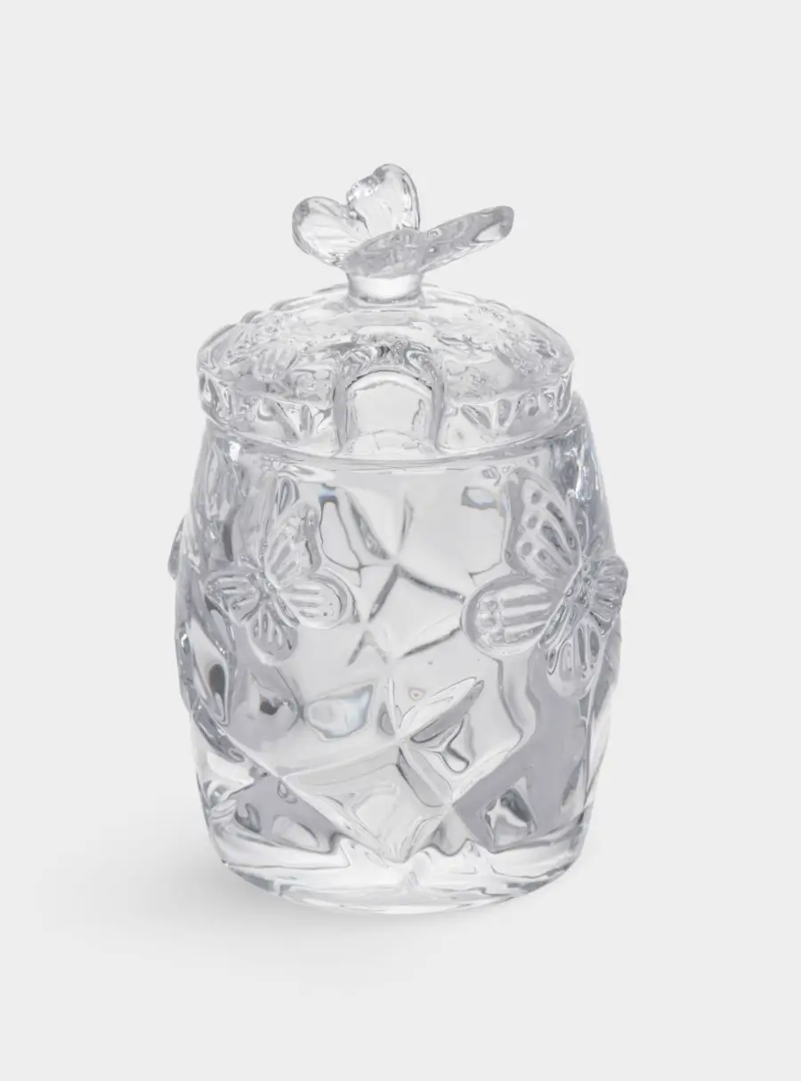 Сахарница, 11 см, 120 мл, с ложкой, стекло/сталь, Бабочка, Butterfly