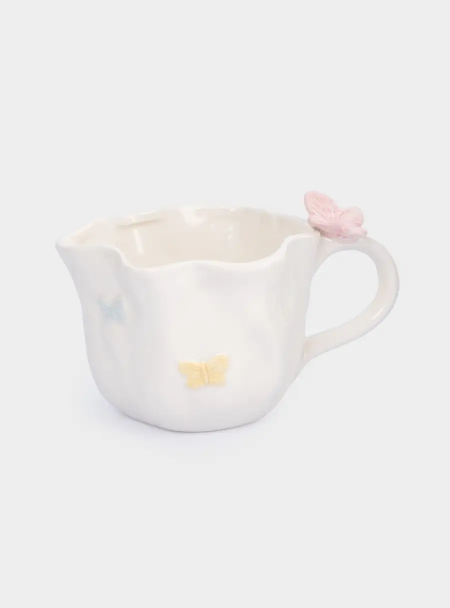 Кружка, 440 мл, керамика, молочная, Бабочки, Butterfly ,image-2